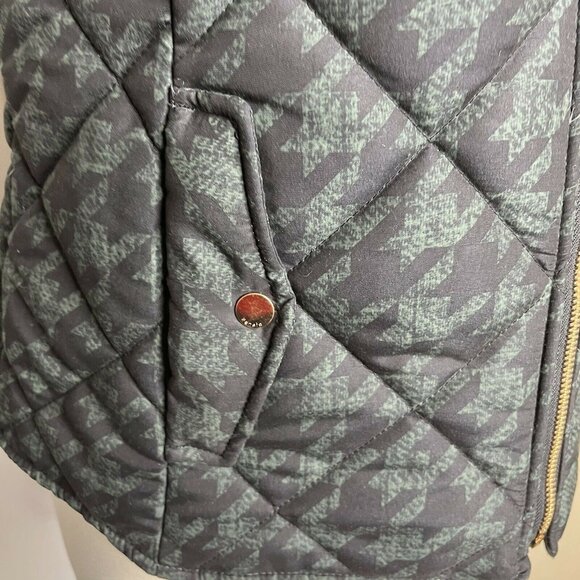 Kensie Jeans Quilted Vest Womens Medium Green Black Pockets - Picture 6 of 10